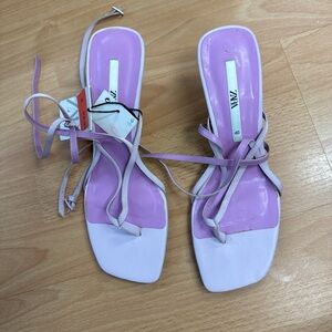 Zara Women's Pastel Purple Strappy Heels